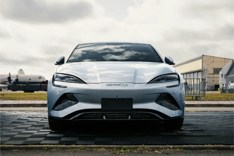 BYD electric vehicle front view showing Chinese car design ready for roadworthy inspection in Australia